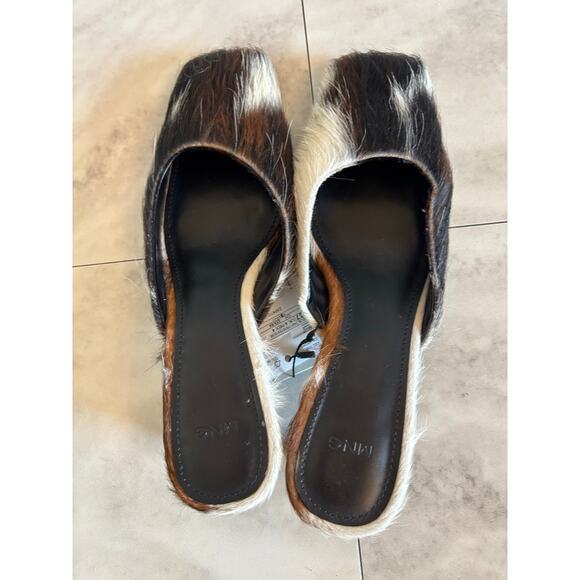 Mango MNG Women’s Leather Cow Print Mules Square Toe Size 6.5 Small Flaw - Picture 7 of 8